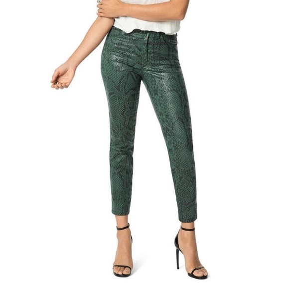 NWT Joes Jeans High Rise Straight Leg Crop Green Faux Snake Scaled Bistro 31 - Picture 1 of 12